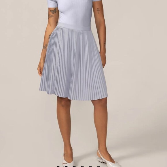 Knee-Length Pleated Skirt In Pastel Blue - Picture 1 of 10